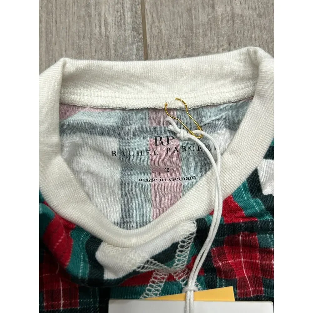 NWT Rachel Parcell Kids Green Red Plaid Long Sleeve Pajama Set Christmas Size 2